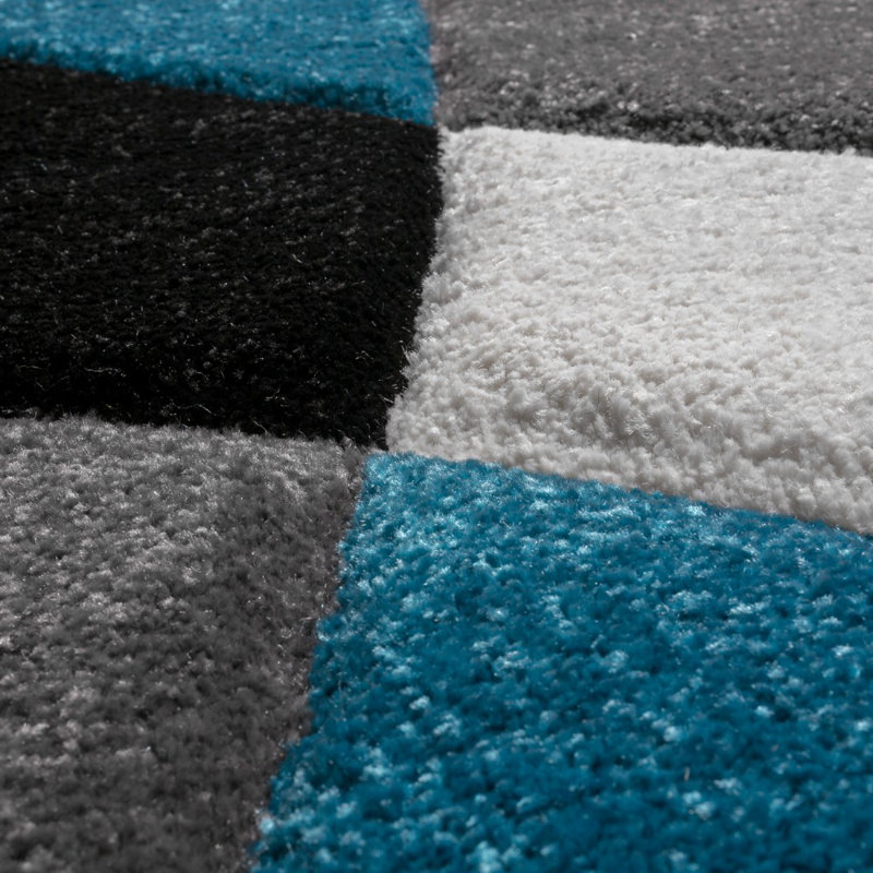 Chaya Flatweave Turquoise/Grey/Black Rug, Rectangle 120 x 170cm