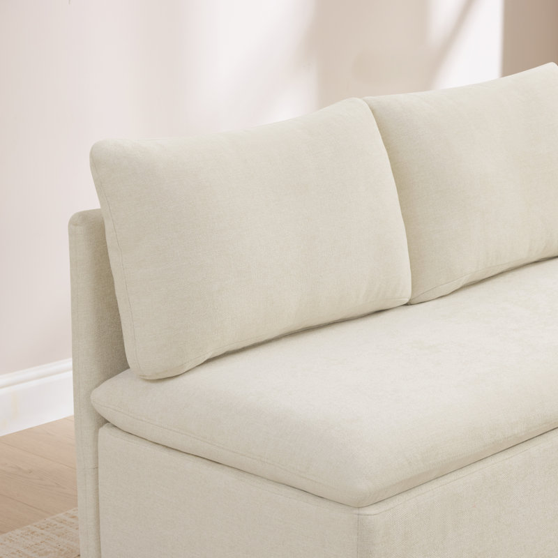 Upholstered Dining Bench with Storage, Linen