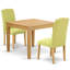 Ensemble de table de salle à manger 3 pièces pour petits espaces comprenant une table de salle à manger carrée et 2 chaises Parsons en lin Limelight, chêne-2015340265-2015340270-2082833789