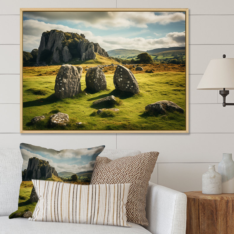 " Ireland Irish Legends II ", 16" H x 32" W x 1" D, Natural Floater Framed