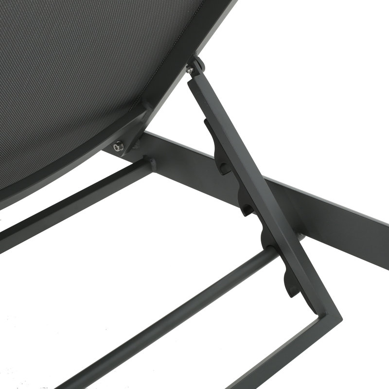 Gray Adjustable Chaise - Supportive & Comfortable Outdoor Chair Mesh Seat Durability