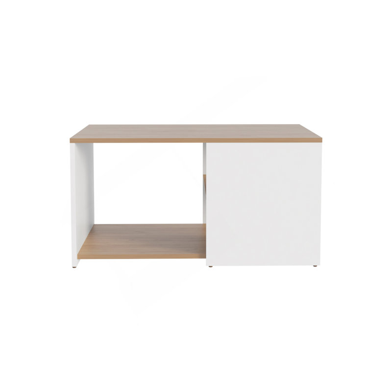 Adele 31" Wide Coffee Table With Three Shelves White - Natural Oak