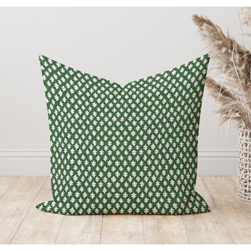 Housse de coussin à motif géométrique vert foncé, Carré 21 po