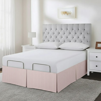 Detachable Wrap Around Polyester Ticking Stripe Tailored Bed Skirt Upto 50" Drop Length