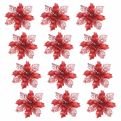 Décorations de Noël Fleurs de Noël décorent l'arbre de Noël Boîtes-cadeaux de couronnes de Noël et décorations d'intérieur et d'extérieur