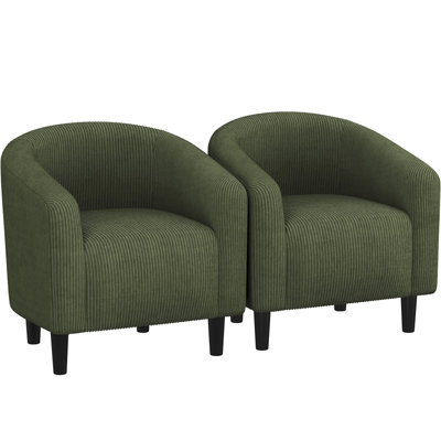 Upholstered  Barrel Chair, Accent Armchair with Ergonomic Wrap-Around Arms