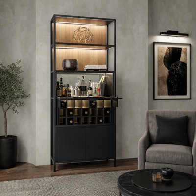 Meuble-bar moderne avec portes basses et éclairage intégré