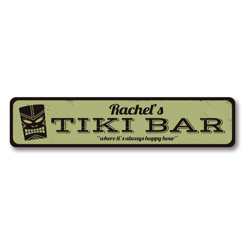 Plaque en aluminium Happy Hour Tiki, H 4 po x l 18 po x P 0,04 po