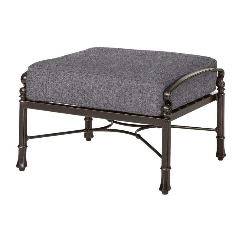Bella Vista Outdoor Ottoman, Cast Slate Sunbrella® Plainweave, Midnight Gold