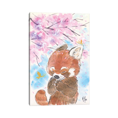 Cherry Blossom Wishes Red Panda 1 Piece Painting on Canvas