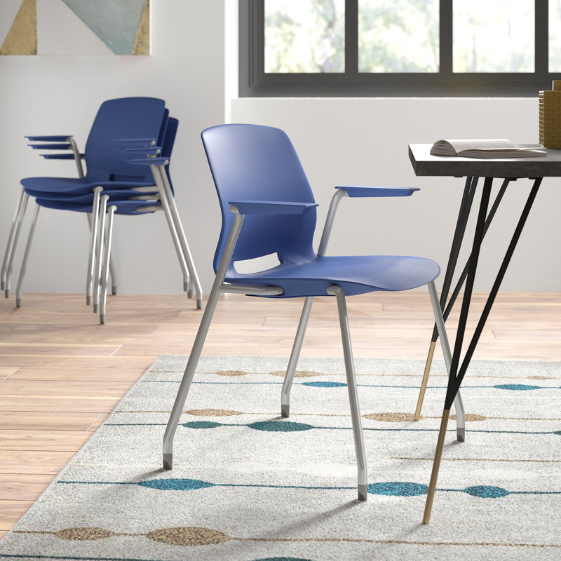Chaise empilable Wille, Bleu marine, Sans roulettes