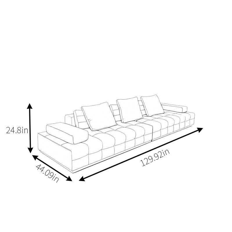 Canapé Minimalist, 3, H 24,8 po x l 129,92 po x P 44,09 po