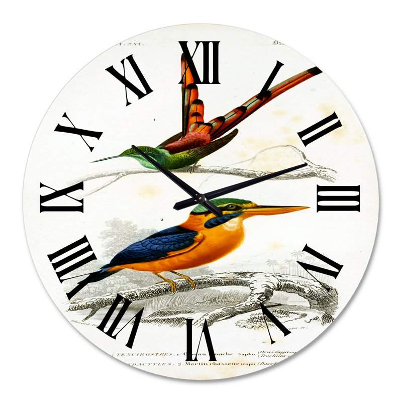 Vintage Bird I - Horloge murale traditionnelle, Moyenne