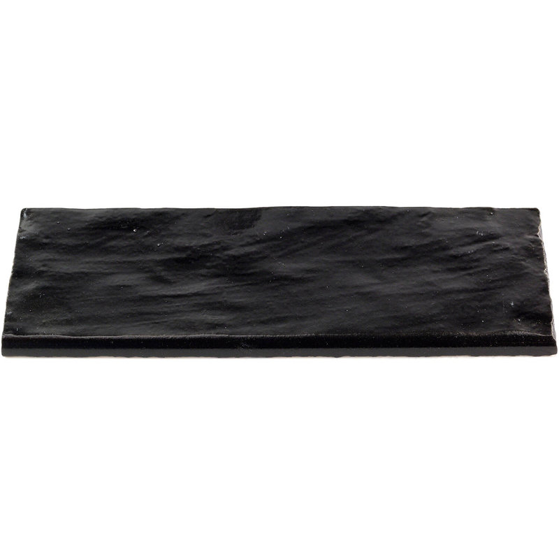 Amagansett Black Ceramic Bullnose Tile Trim 2x8