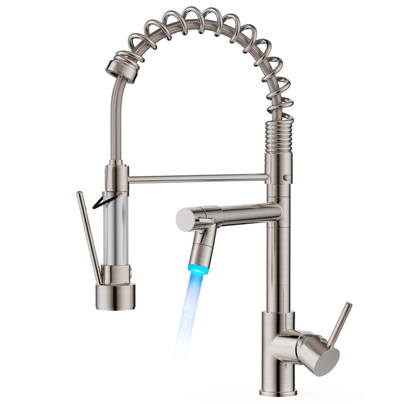 Robinet de cuisine forio à DEL avec accessoires, Nickel brossé