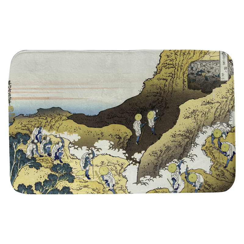 Tapis pour salle de bain à l’escalade mt. fuji Clair, l 21 po x L 34 po, Jaune