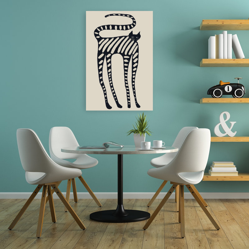 Chat rayé fantaisiste abstrait, art mural moderne
