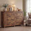 Commode double à 6 tiroirs Jaretssi l 42,7 pi, commode avec poignée carrée en métal-28945766