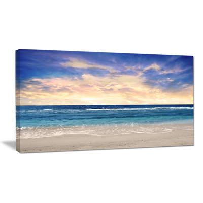 «Clear Blue Sky and Ocean at Sunset», reproduction de photo sur toile tendue