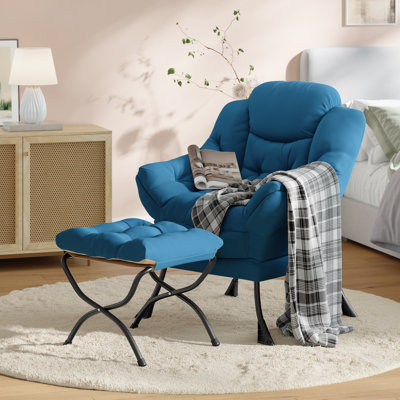 Large Comfy Lazy Chair for Living Room,Modern Leisure Armchair with Side Pocket,Accent Reading Sofa for Bedroom
