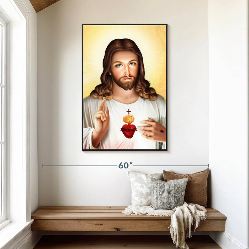Sacré-Cœur de Jésus, 31 po x 46 po, Cadre flottant noir