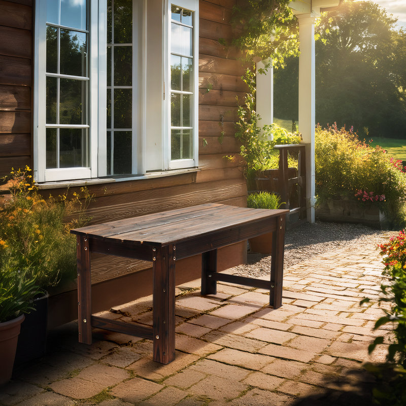 Banc de jardin en bois massif sans dossier, H 17,7 po x l 40 po x P 17 po, Brun