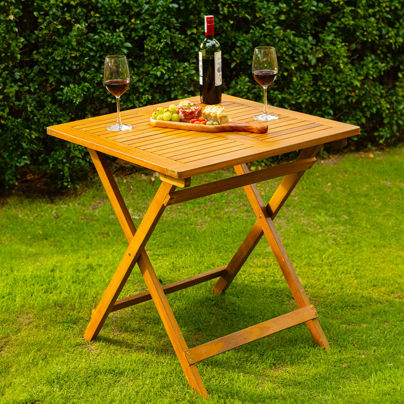 Table bistro d'extérieur en acacia Legolas, L 27,75 po x L 27,75 po x H 29 po