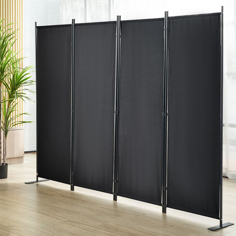 Cloison pliante en métal à 4 panneaux l 88,2 po x H 67,3 po x l 88,2 po x H 67,3 po, Noir