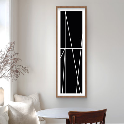 Reproduction matte encadrée blanche Shapes - rayures blanches sur fond noir