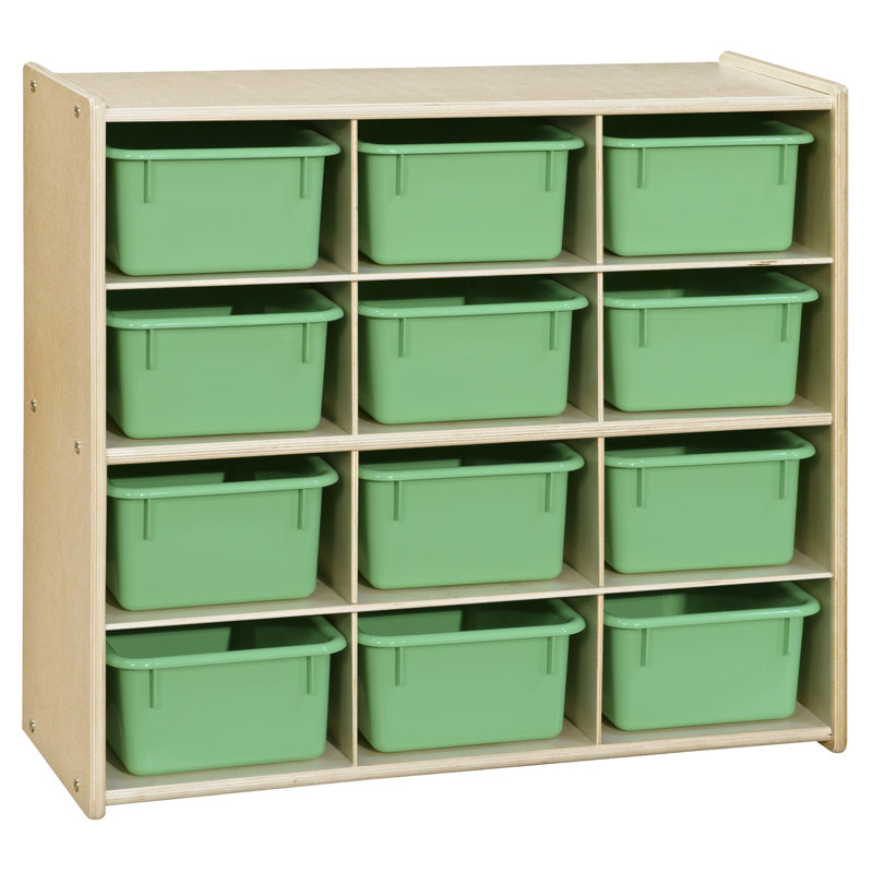 Casier à 12 compartiments avec roulettes, Vert lime, Oui