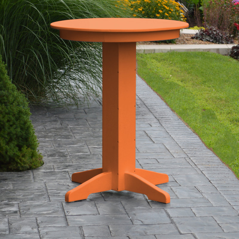 Nettie Round Outdoor Bar Table With Umbrella Hole , in. W in. D, Orange, 44" L x 44" W