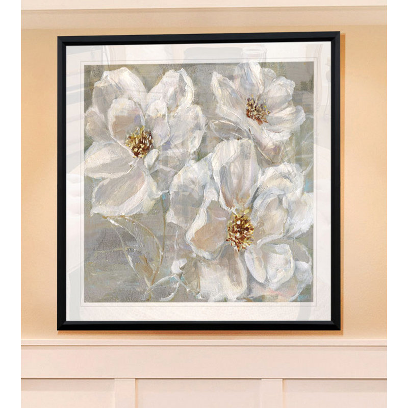 Tiska " Summer Solstice I ", 17.5" H x 17.5" W x 1.5" D, Black Plastic Framed