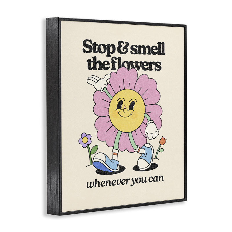 Estampe numérique rétro The Smell The Flowers, design par Victoria Barnes, H 20 po x l 16 po, Giclée encadrée noir minuit