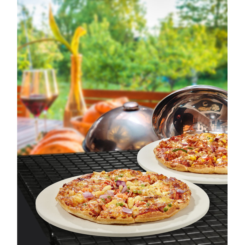 Pierre à pizza Concord (paquet de 2) avec technologie Cordierite Heatwell. Pizza et cuisson de pain, pierre à griller. Durable et sécuritaire (rond de 15 po)