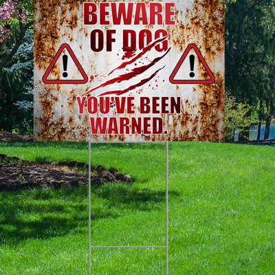Beware Of Dog Warning Warned Waterproof Coroplast Plastic Yard Sign Lawn Sign Garden Stake Cardboard Standup