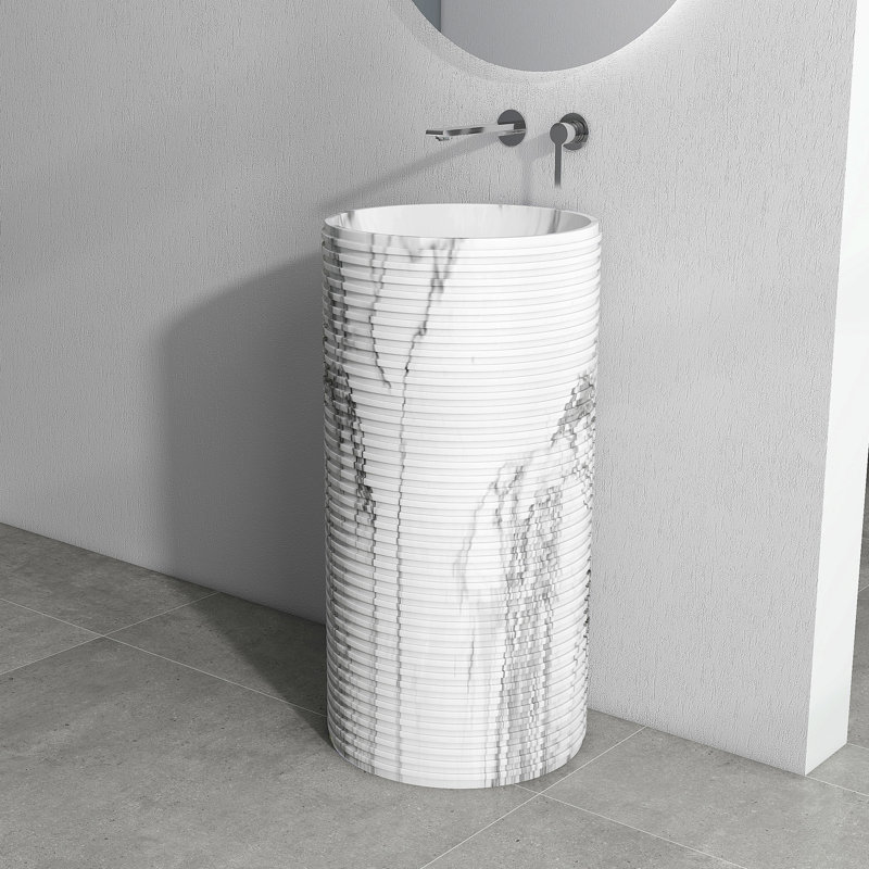 Lavabo de salle de bain sur pied 16 1/2 po à surface solide texturé et autoportant