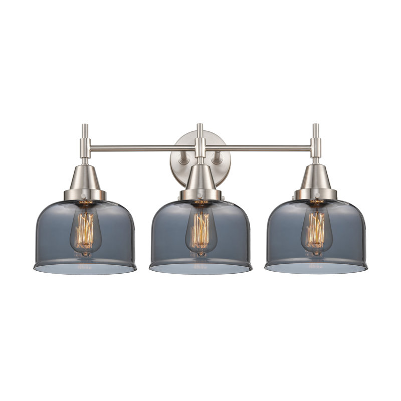Gayle 3 - Light Dimmable Vanity Light, Satin Nickel, 4 Watt Vintage LED Bulb, Plated Smoke