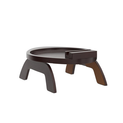 Couch Arm Table, Bamboo Round Sofa Clip On Tray With 360° Phone Holder, Foldable Couch Armrest Table Eating On Chair Recliner For Snack Drink, (Walnut)