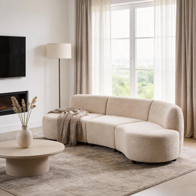 Arcloom Mid-century Modern Bouclé Curved Sectional Sofa with Sculpted Cloud Silhouette