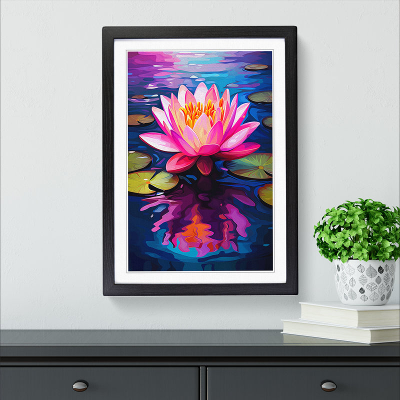 Water Lily Pop - Framed Print, 46cm H x 34cm W x 2cm D, Black 