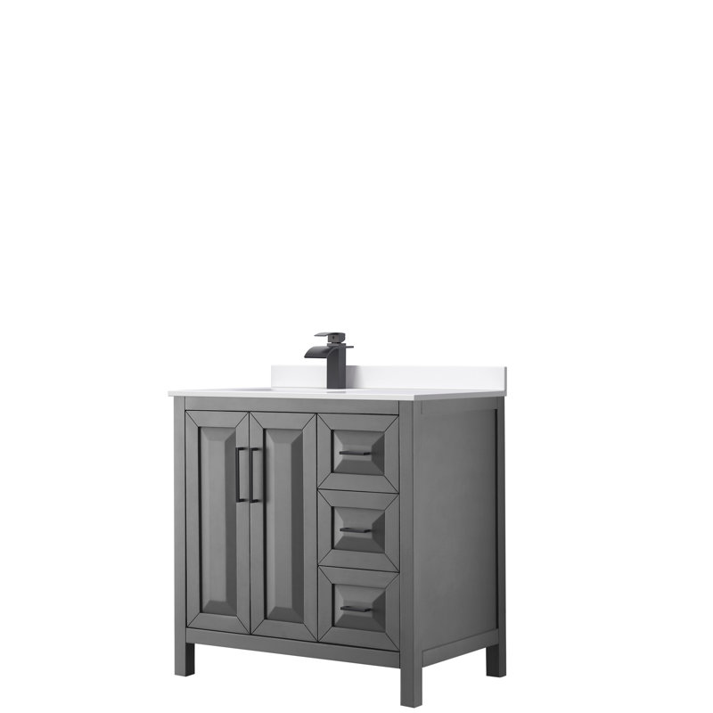 Daria 36'' W Single Vanity, Dark Blue, Matte Black, White Cultured Marble