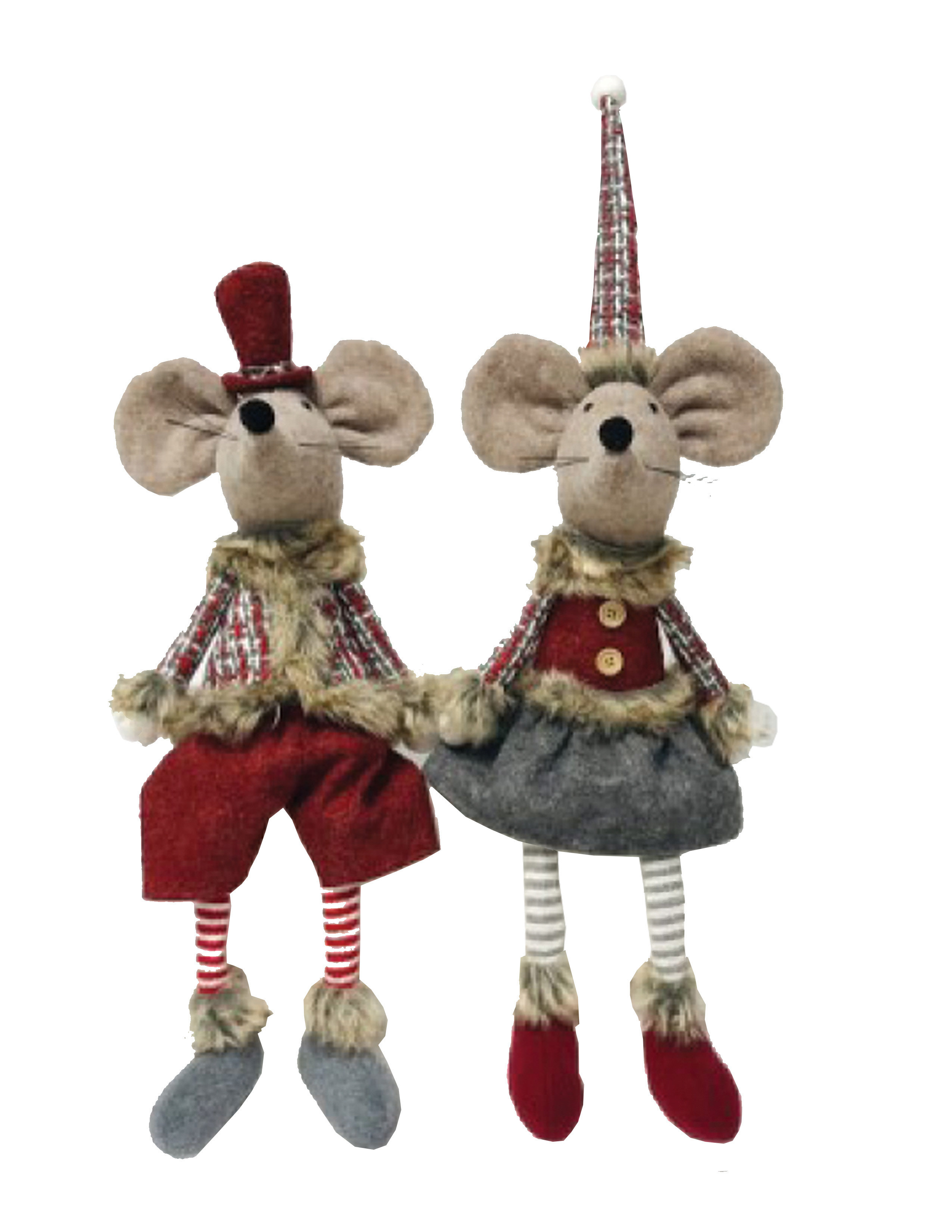The Holiday Aisle® 2 Piece 20" Sitting Plaid Mice Set | Wayfair