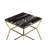 Geo Pedestal End Table - Gold Marble Side Table – Modern Luxury Stone Accent Table - Black Marble Side Table-32150055