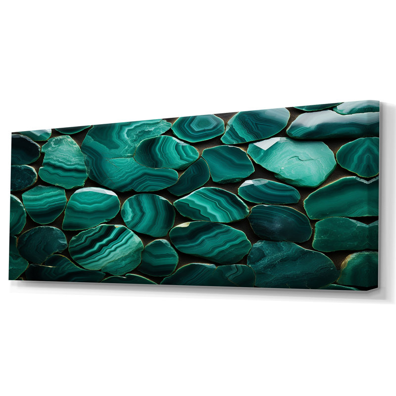 Vert émeraude pierre Amazonite géode II - art mural pierre géode, Toile tendue, H 28 po x l 60 po x P 1,5 po