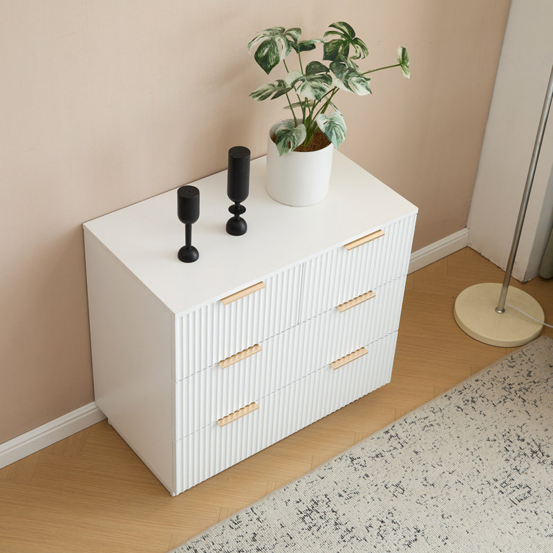 4 Drawer Nightstand For Bedroom, White