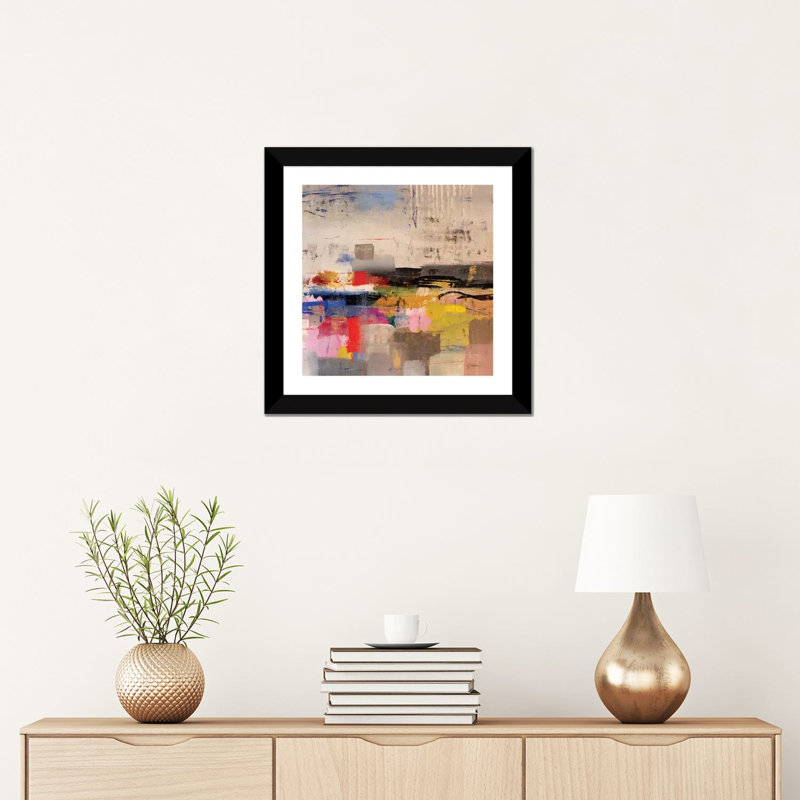 " Float " by Julian Spencer, White, 16" H x 16" W x 1" D, Black Framed Paper