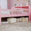 Fascinant lit simple rose avec garde-corps et espace de rangement-1726057318