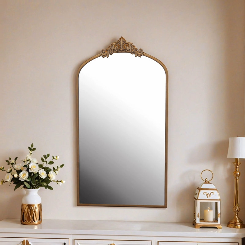 Full Length Mirror 36x66 Inch Vintage Ornate Arched Floor Mirror Metal Framed Mirror Dressing Mirror Oversized Wall Mirror, for Entryway, Living Room, Bedroom, Clothing Shop,  Antique Bronze