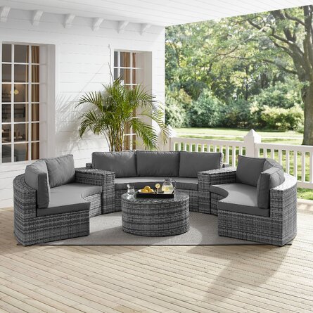 Sneed 6 Piece Rattan Sectional Seating Group with Cushions