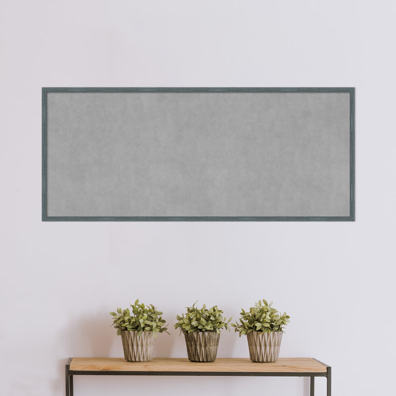Tableau magnétique encadré étroit bleu-gris rustique, H 21 po x l 49 po